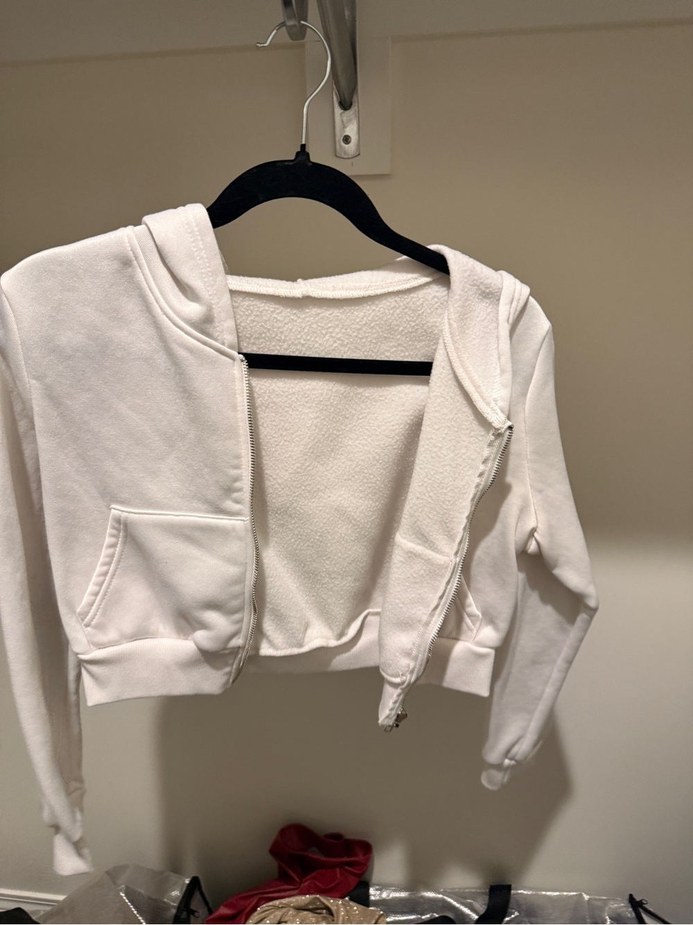 Cropped White Zip-Up Hoodie Jacket